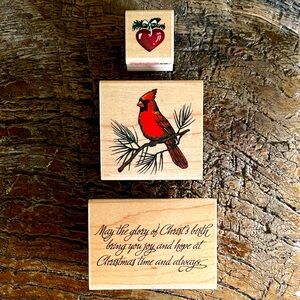 🎄Vintage🎄Christmas Wood Block Stamp Set
